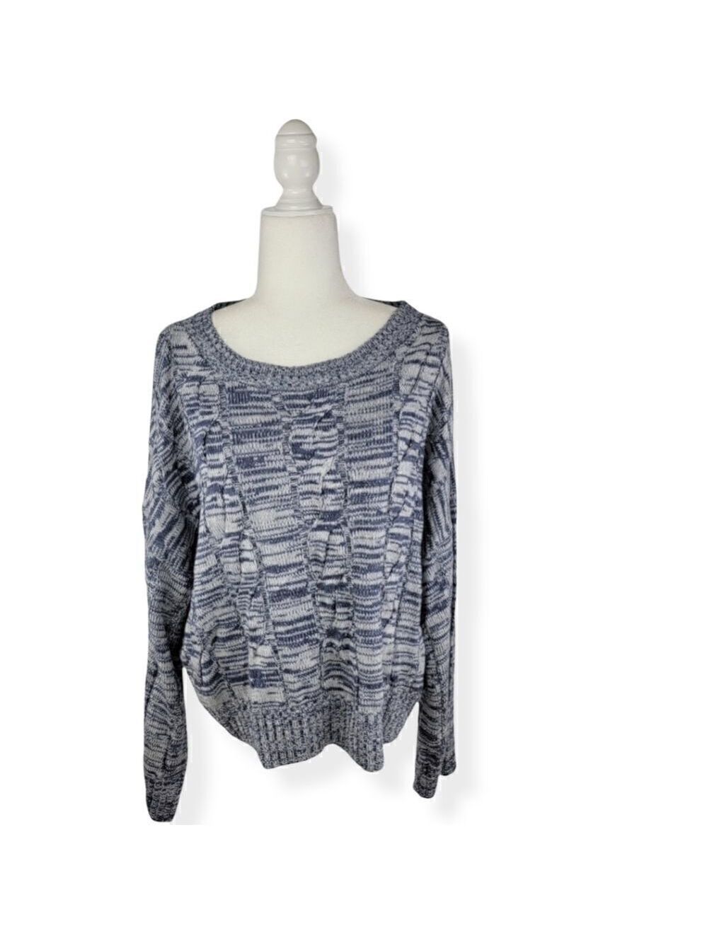 a.n.a Blue Multi knit crewneck sweater